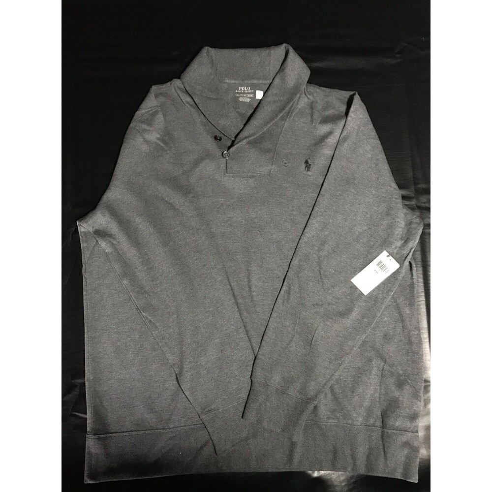 Polo Ralph Lauren Sweater Mens 2XLT Gray Shawl Collar Pullover NWT $125